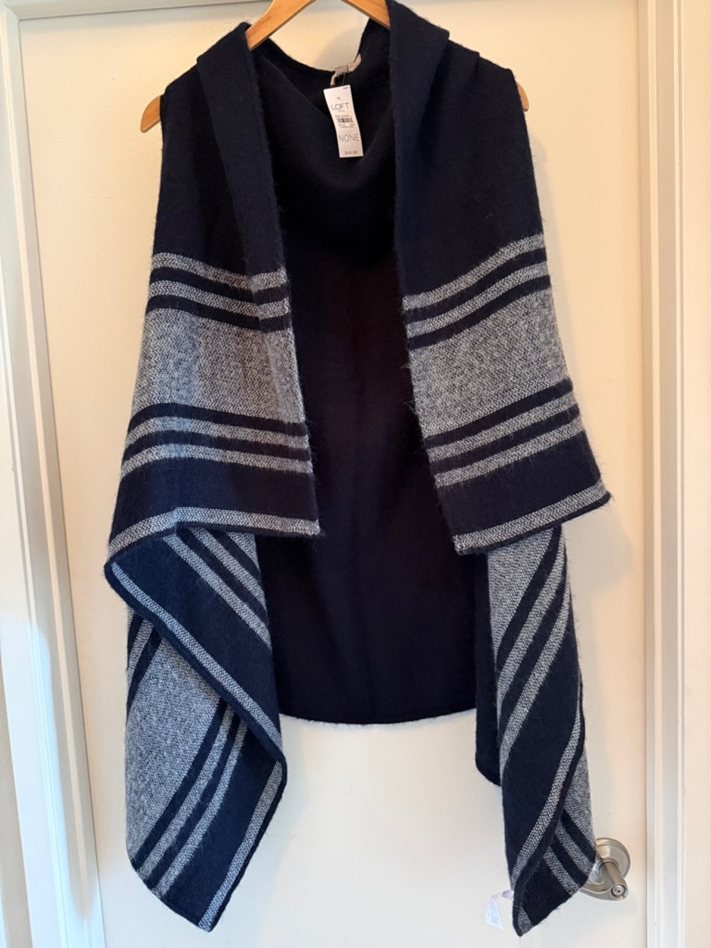 LOFT Open-Front Cardigan Shawl Sweater Striped One Size